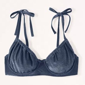 NWT Abercrombie & Fitch Curve Love Shimmer Tie-Strap Underwire Bikini Top Medium